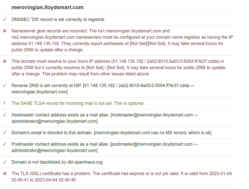 DNS errors but it's correct at registrar Maintenance MailinaBox Forum