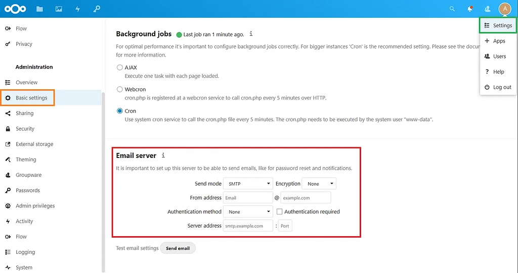 Aminstrators panel in Nextcloud miab MailinaBox Forum