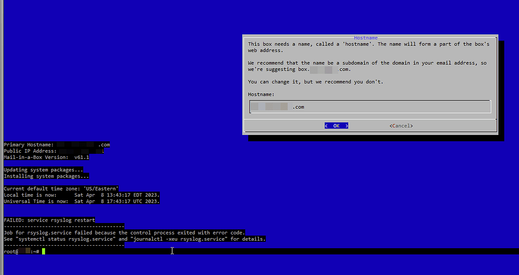 SOLVED Intall failure on RackNerd VPS Help with Setup/Upgrade