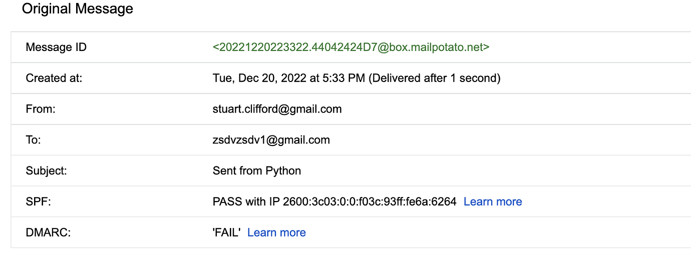How to authenticate with DKIM when sending on behalf of a gmail account